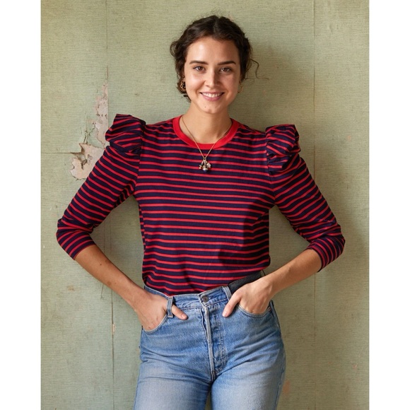 Clare V Le Puff Long Sleeve Tee Large - Picture 3 of 10